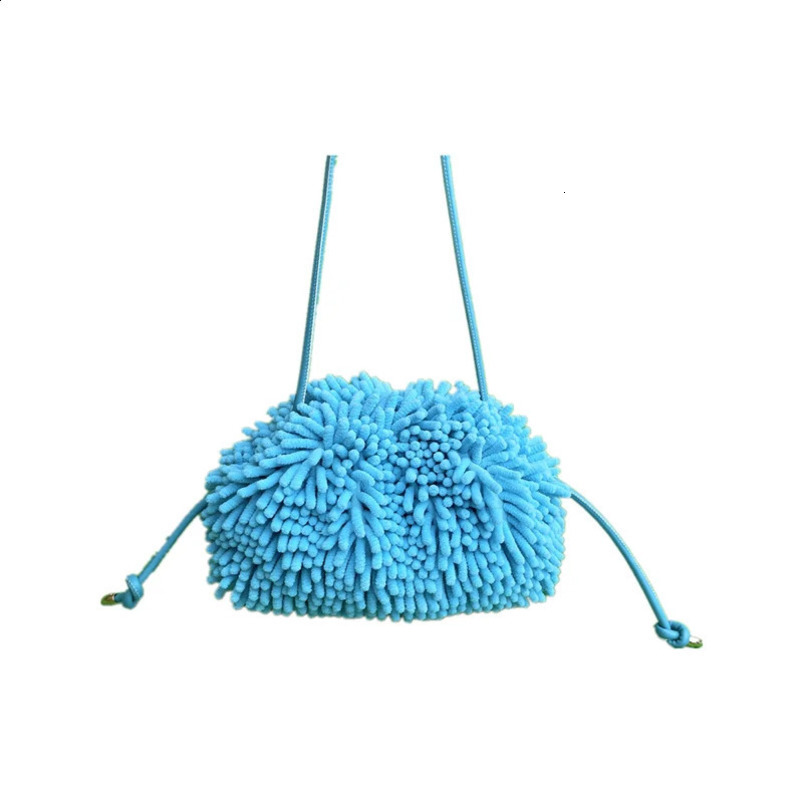 autumn and winter mop plush cloud fuzzy bag candy colored garbage cute fashionable cotton handbag cross body 240913