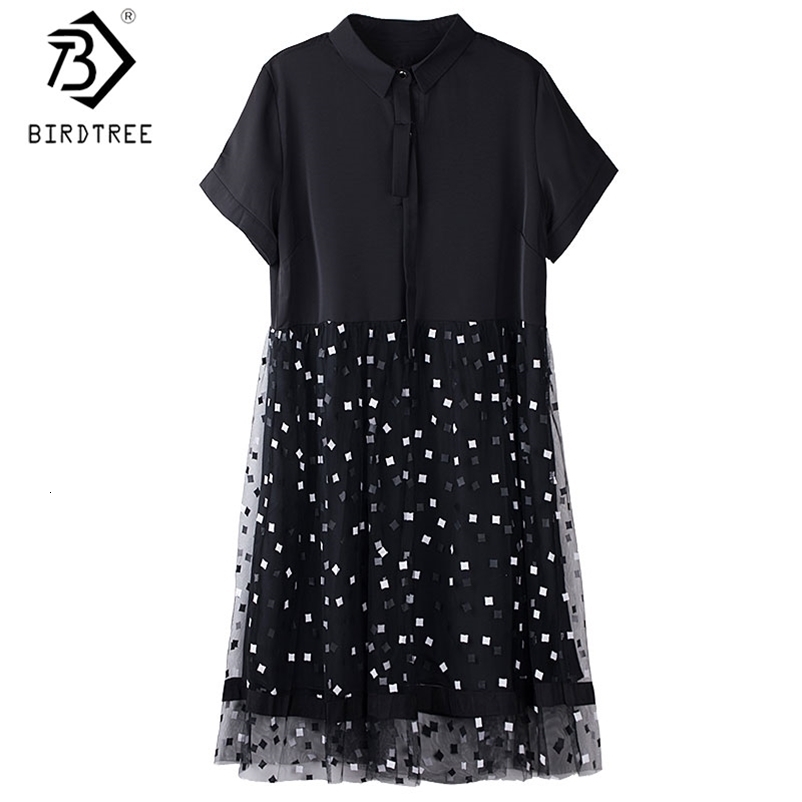 Plus Size A-Line Patchwork Women Spring Summer Short Sleeve Printing Ladies Loose Midi Shirt Dress D0D325N 210416