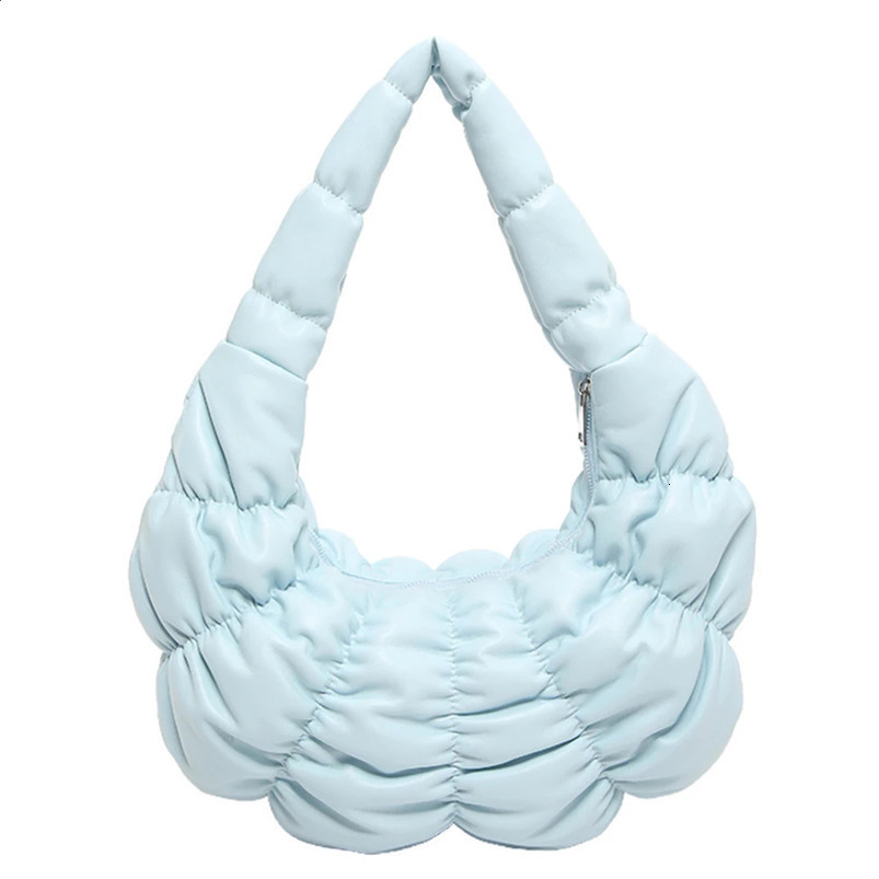 Womens Fashion Shoulder Bag Large Capacity PU Folded Bottom Crescent Solid Color Outdoor Travel 240913