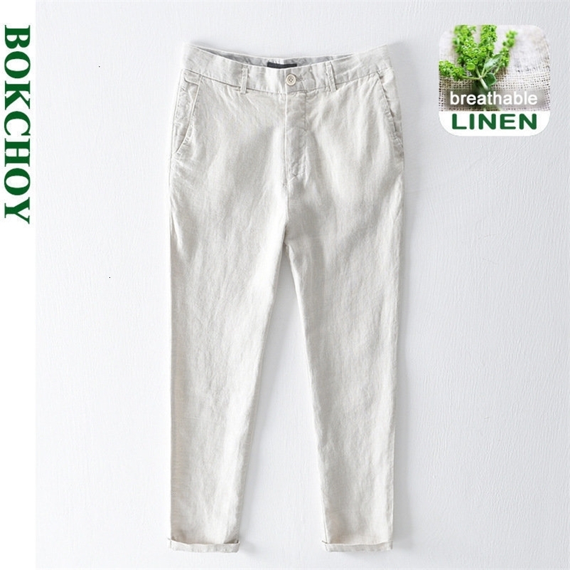 Men's Pants Spring Summer Fashion 100% Linen Casual Pants Men Clothing Loose Straight Oversize Trousers H8175 230508