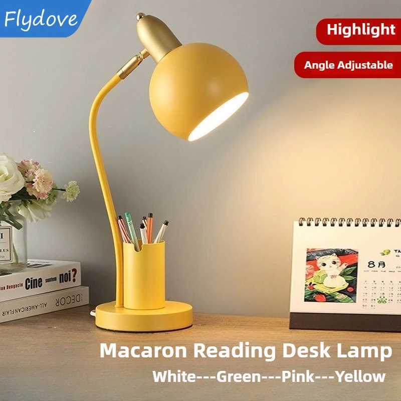Nordic Iron Art LED Macaron Desk Lamp Eye Protection Dimming Metal Pen Holder Table Lamp Living Room Bedroom Home Decor Lighting C251115