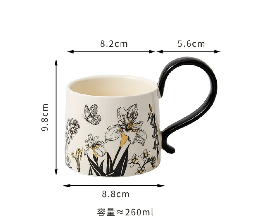Vintage Floral Luxury Ceramic Coffee Cup Saucer and Spoon Set Capacity Tea Cups Gift Box 250731