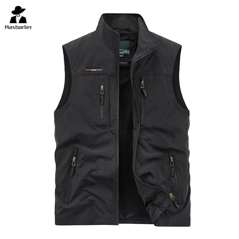Sleeveless Jacket Vest Mens Summer Cargo Climbing Hunting Vest Outdoor Pographer Fishing Vest Camping working clothes 240912