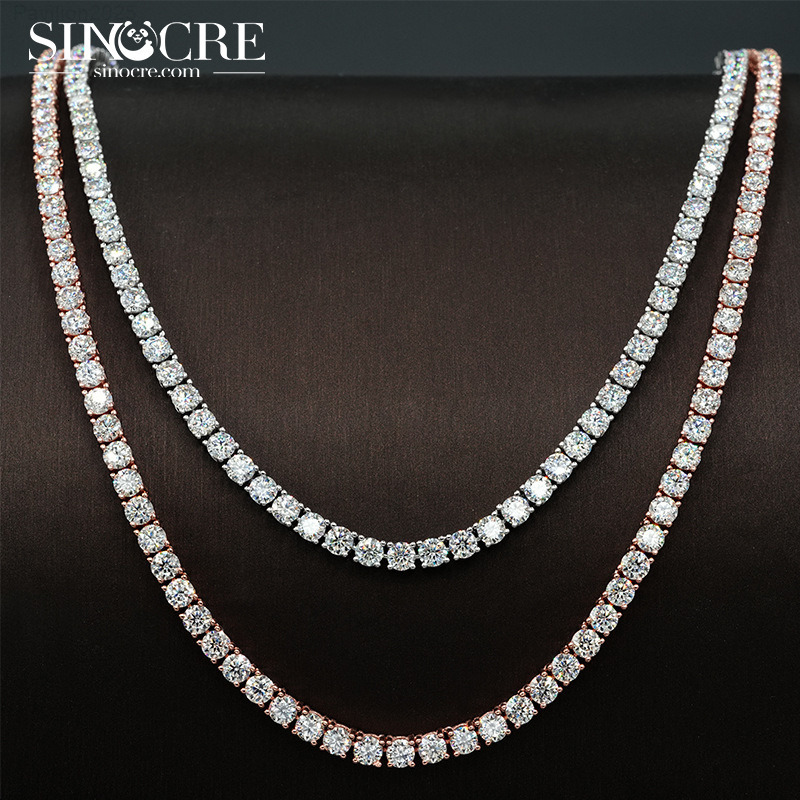 4Mm Red Moissanite Tennis Chain Vvs1 High Quality Sinocre S925 Sterling Party