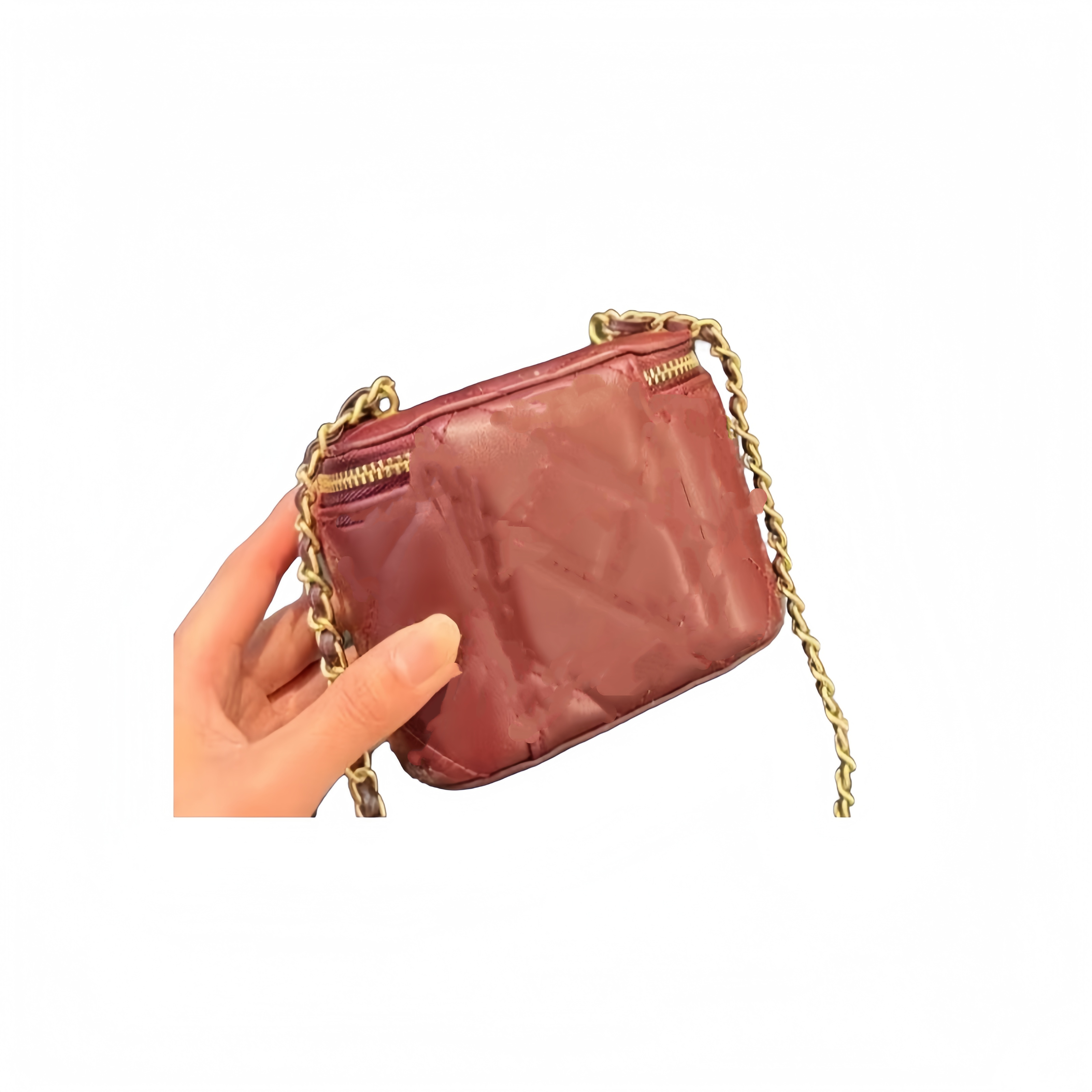 123 Chic Small Cosmetic Case with Fashionable Chain - Lightweight & Cute