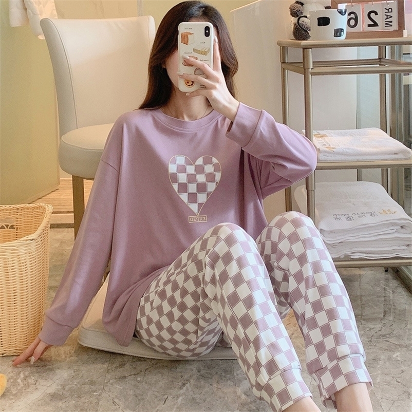 Women's Sleepwear womens Pajamas Set Autumn Winter Thicken Cotton Pyjamas Women Cartoon Pijama Pattern Pajamas Set Thin Pijama Mujer Sleepwear 23