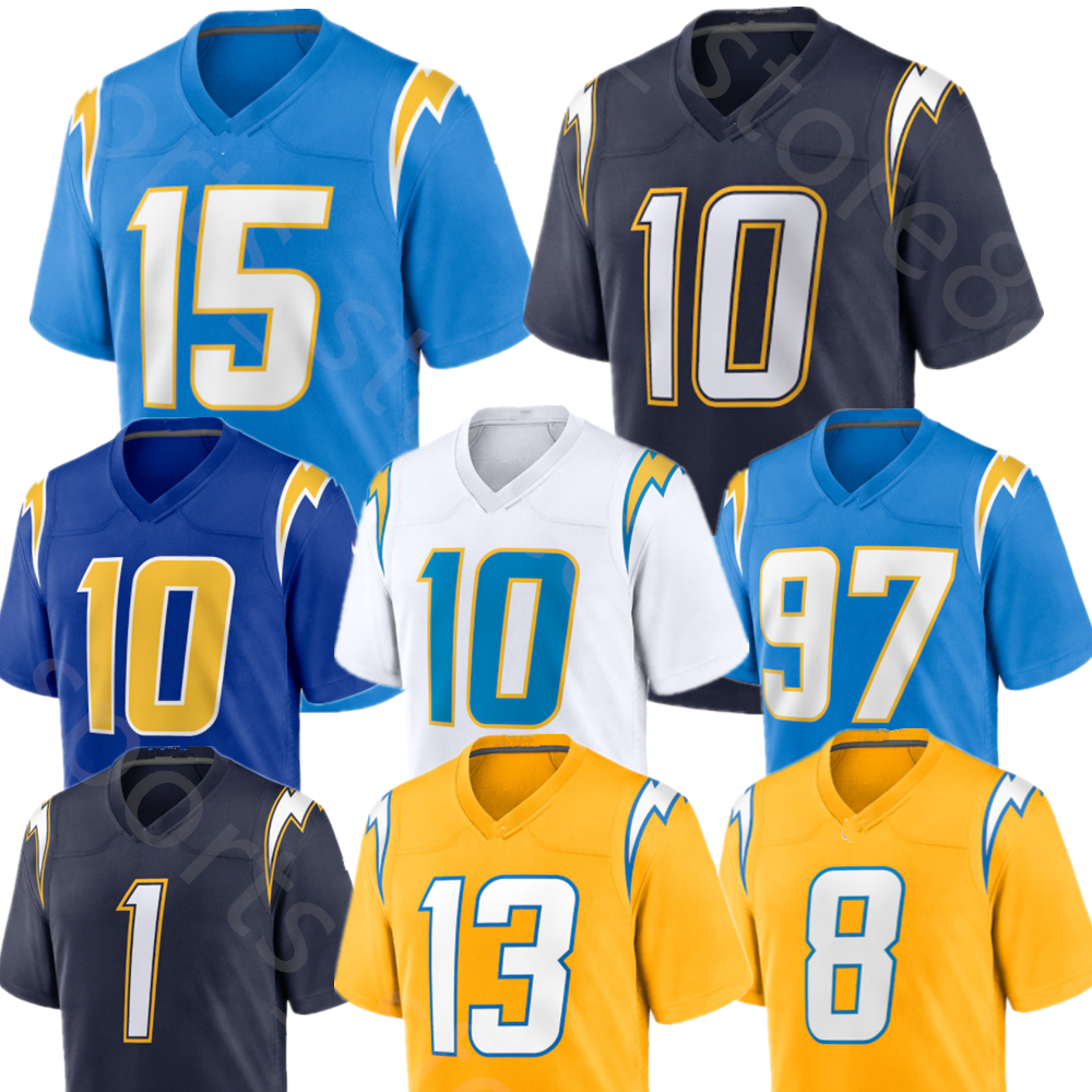 Justin Herbert Omarion Hampton Ladd McConkey Football Jersey Tre Najee Harris Khalil Mack Joe Alt LaDainian Tomlinson Derwin James Daiyan Henley Dicker Tuipulotu