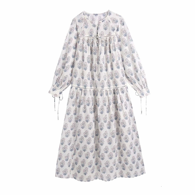 Summer Dress Women Long Sleeves elegant Casual Fashion Chic Lady Patchwork Dress Woman Floral Maxi Dresses Robe Femme 210709