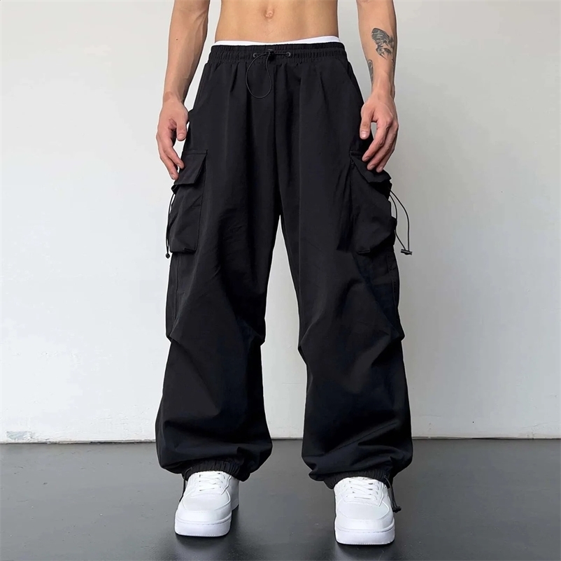 Streetwear Hip Hop Joggers Cargo Pants Men Multi-Pocket Elastic Waist Harem Trousers Male Harajuku Casual Woman Sweatpants 240814