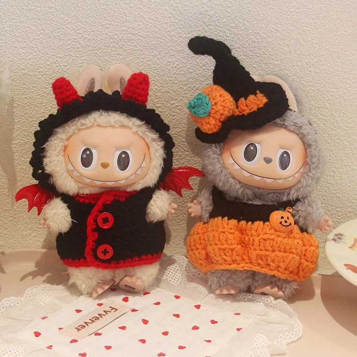 For Labubu Clothes Handwoven Halloween Doll Dress Game Doll Clothes Pumpkin Hat Vinyl Doll Collar Accessories C250924