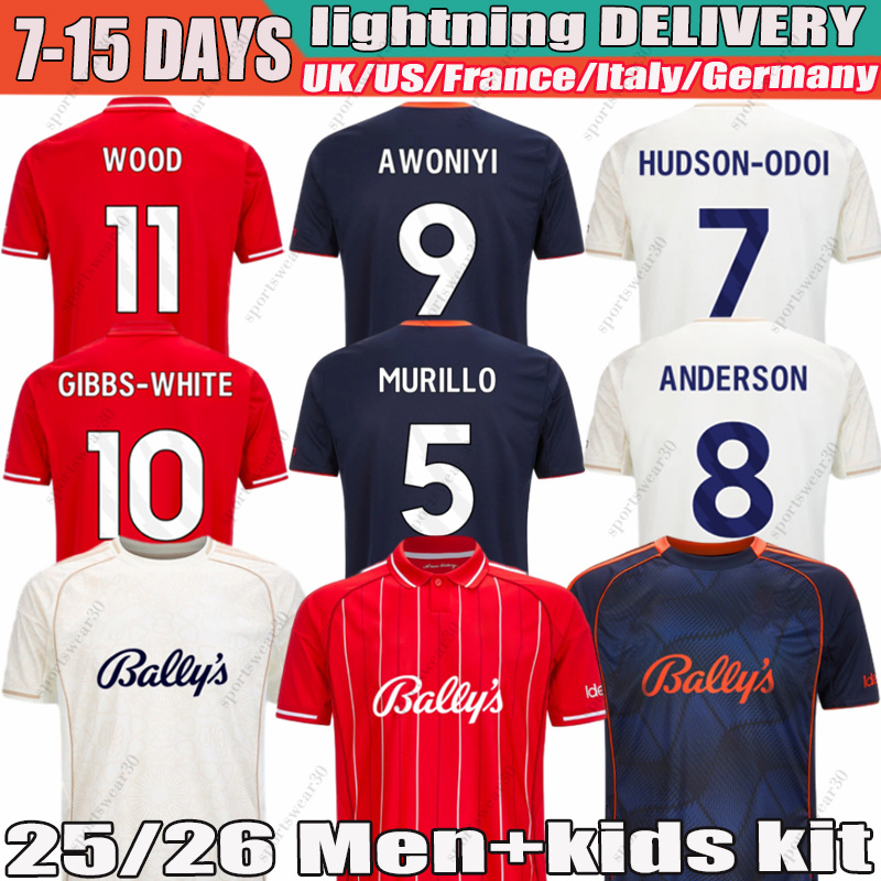 25 26 Nottinghames jersey Soccer Jerseys GIBBS-WHITE WILLIAMS AWONIYI MURILLO Douglas Luiz Bakwa Ndoye MILENKOVIC 2025 football Shirt men kids kit Stadium sock