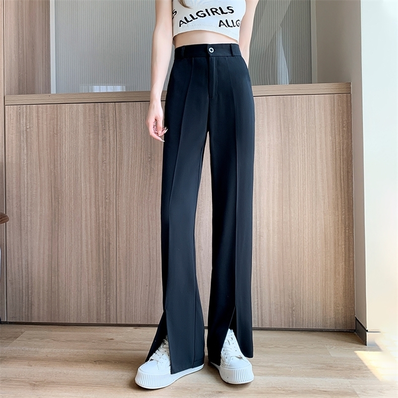 Capris Black Front Sewn Fashion Office Women's Long Straight Elastic High Waist Pencil Loose Pants Bodysuit 230331 Z260314