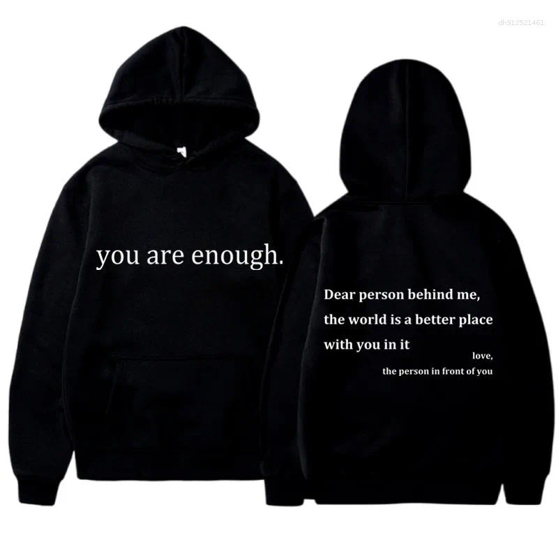 Men's Hoodies YOU ARE ENOUGH Print Hoody Autumn Casual Sportswear Plus Men Fleece Sweatshirt Hip Hop Hoodie Vintage