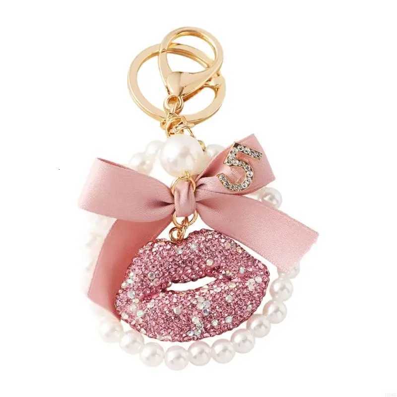 Fashion Rhinestones Lip Keychain With Bowknot Charm Elegant Bag Accessory For Women H8WF3 D250925