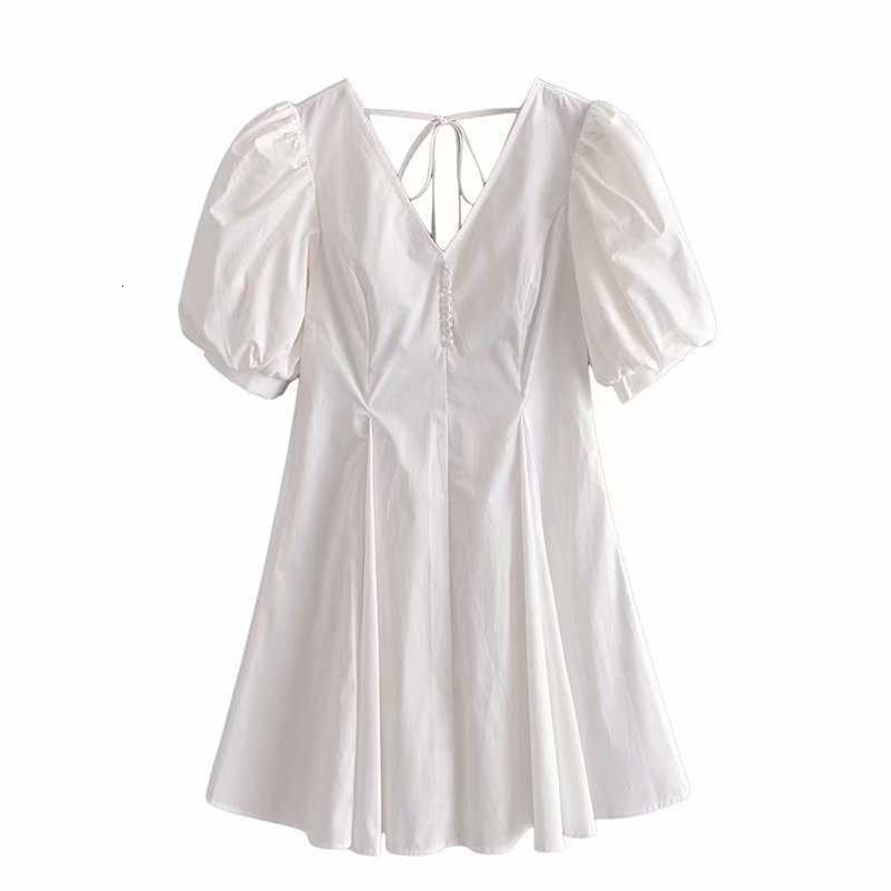 Summer Dress Women Puff Sleeve Dress elegant Casual Fashion Chic Lady Woman Vintage Dresses Robe Femme 210709