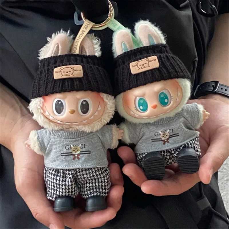 15 17cm For Labubu Doll Clothes Luxury Houndstooth Pants Hat Shoes Set Strap Dress Clothing For CryBaby Dollhouse Accessories C250924