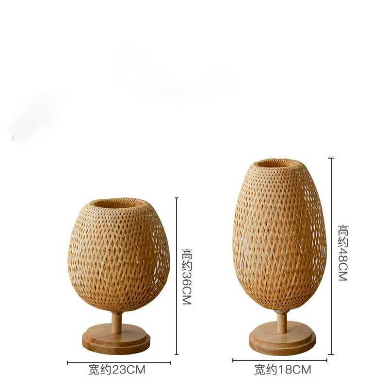 Small Rattan Table Lamp Stepless Dimmable Beside Lamp Vintage Wicker Wooden Nightstand Lamp for Bedroom Living Room Desk C251115