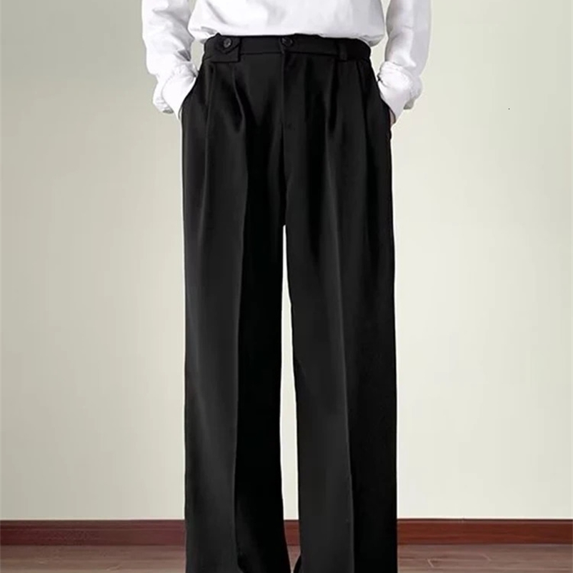 Wide leg suit pants for men Japanese style ancient drape floor mop pants versatile ins Korean loose straight leg pants 240423