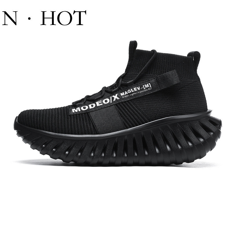 NHOT Designer Luxury Fashion Men's Knife Edge Shock-absorbing Fly Woven Running Shoes Casual High Top Coconut Shoes Trendy And Versatile Outdoor 