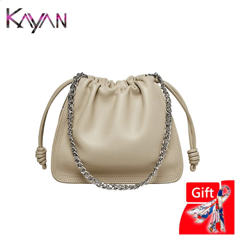 Casual brushed twolayer denim shoulder chain bag pleated split leather womens underwear cross body homeless wallet 240817