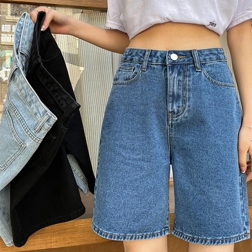 Streamgirl High Waisted Jeans Shorts Womens Retro Denim Shorts Loose Womens Short Straight Jeans Summer Womens 250418