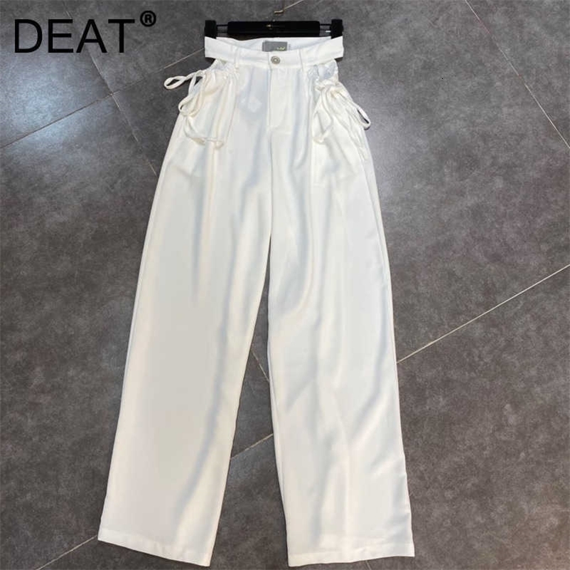 DEAT Women Hollow Out Drawstring Personality Pants Arrivals Temperament Fashion Spring Summer 11D1280 210709