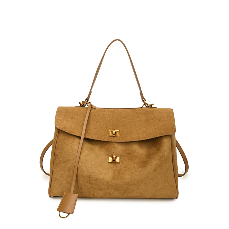 Retro Crossbody Suede Rodeo Shoulder Bag Large Capacity with Locking Clasp Luxuryinspired Highend Fashionable Casual Crossbody Bag