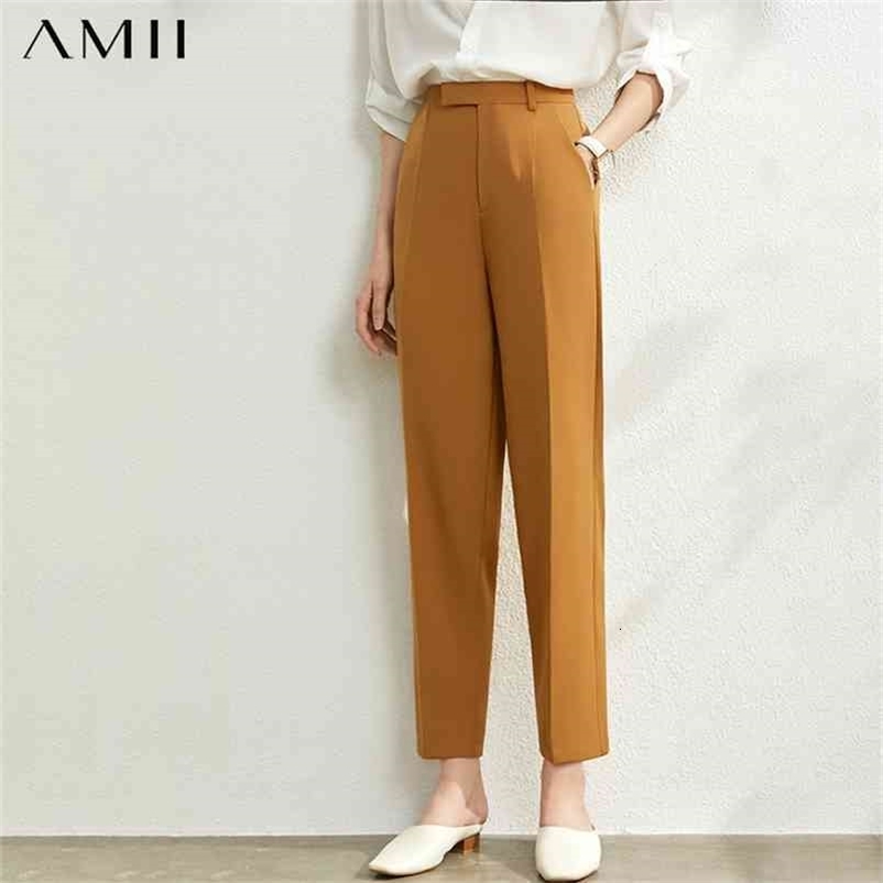 Summer Office Lady Suit Pants Elegant Women High Waist Solid Zipper Pockets Female Straight 12040206 210527