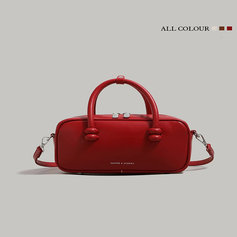 Letter Square Bag Red Bowling y Ladies Lmitate Handbag Trendy Shoulder Crossbody Boston ner 240817