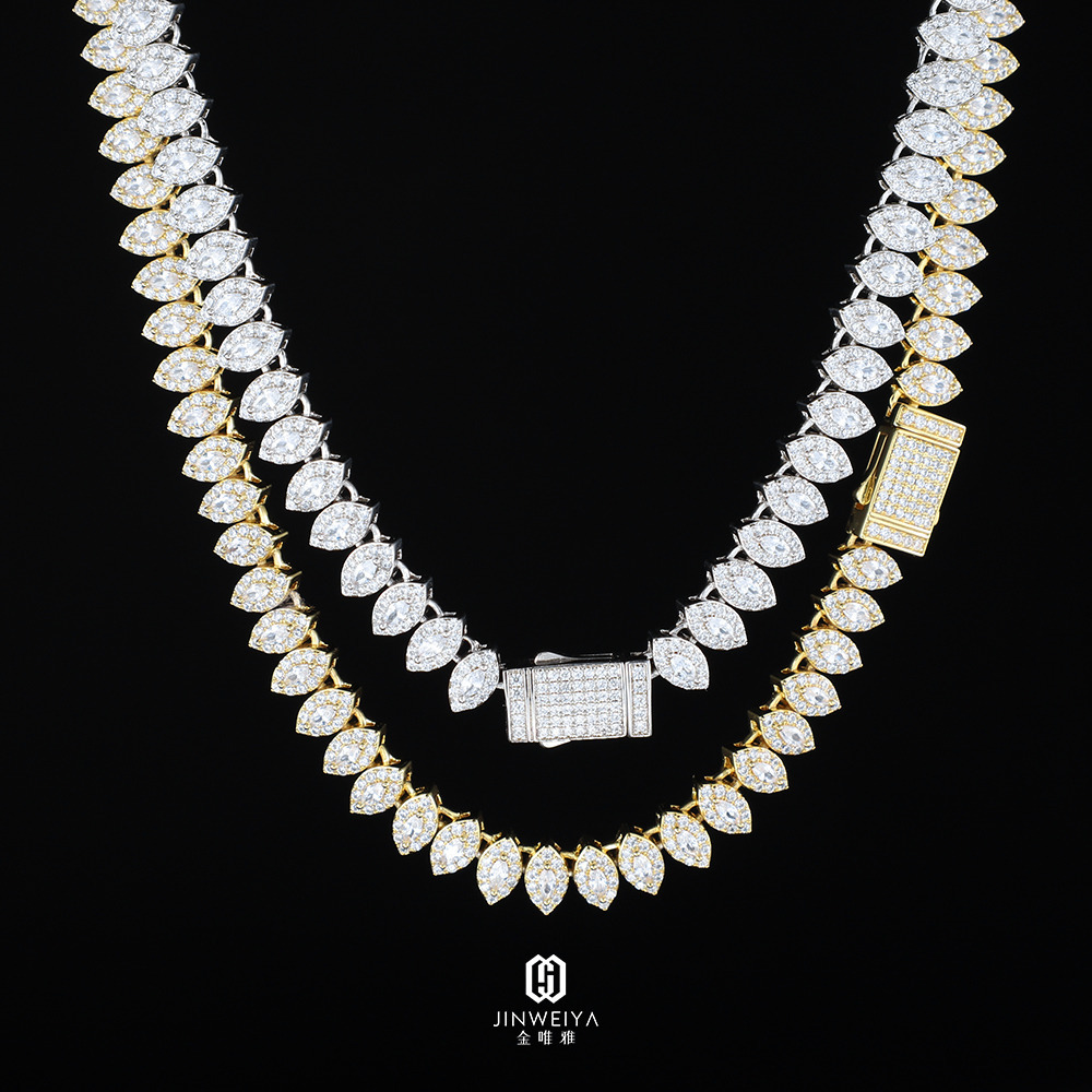 Women Hip Hop Necklace Diamond Luxury Moissanite Moissanite 925 Silver Necklace Chain