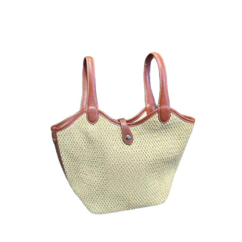 High-End Woven Straw Basket Summer New Trendy Color-Blocking Handbag Shoulder Crossbody Women's Mother Bag B5