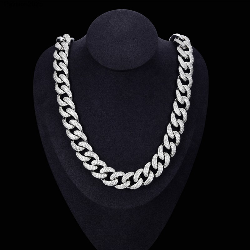 18mm Customized Trendized High Quality Hip Hop 925Silver Necklace Iced Out Miami Moissanite Cuban Link Chain