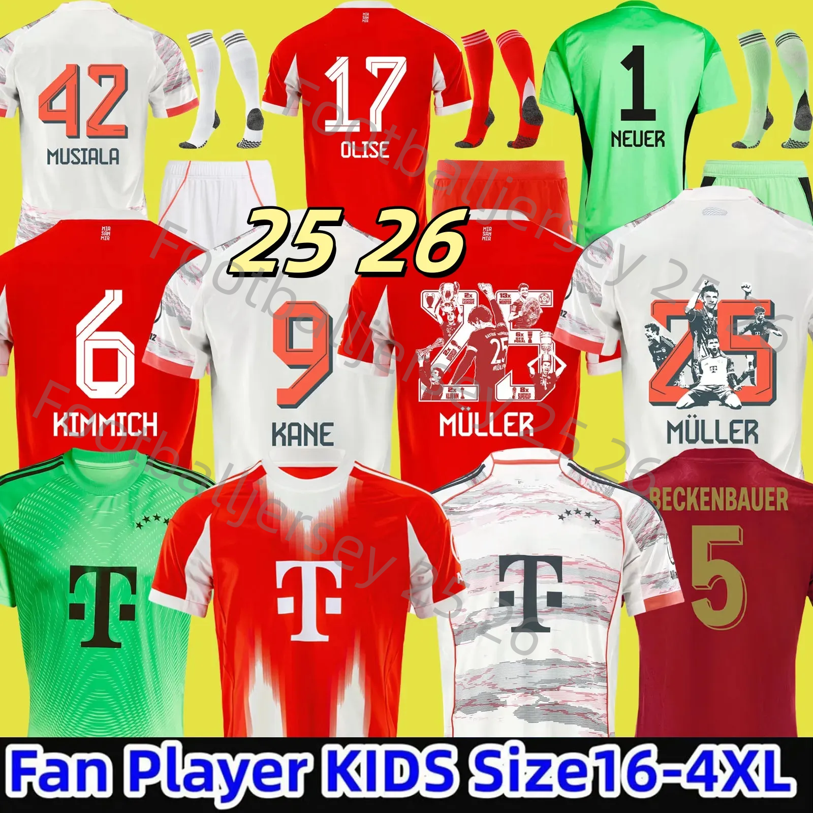 25 26 soccer jerseys 125-Year Anniversary S MUNICH SANE OLISE KIMMICH UPAMECANO MULLER COMAN 2025 2026 football shirt DAVIES MUSIALA bayernmunich 25 26 kids kit
