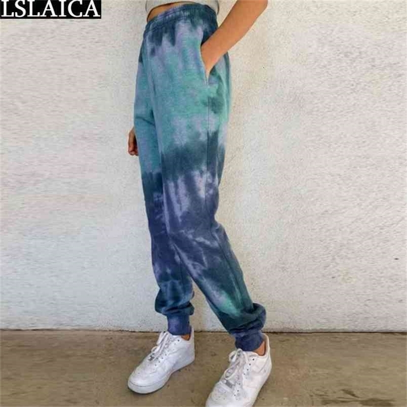 Casual Sweat Pants Women Mid Waist Loose Plus Size Sweatpants Tie Dye Womens Long Trousers Fashion Sportswear Mujer Pantalones 210515