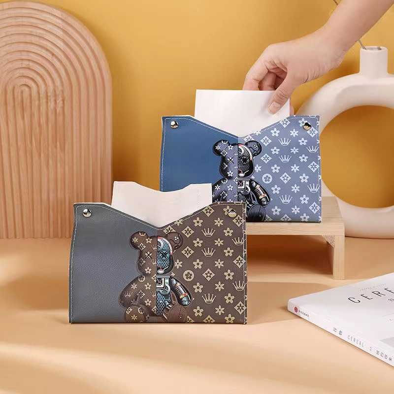 Inside Nordic leather tissue box draw box living room household creative tissue cover paper bag car tea table paper draw box C250924