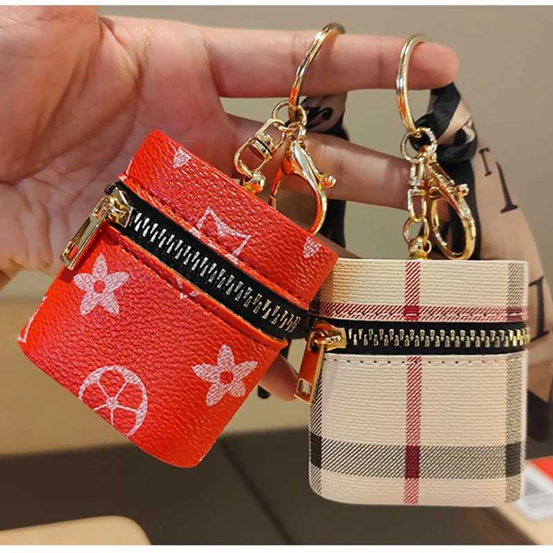 luxurious Mini Striped Textured Bucket Bag For Airpods 4 Pro 2 3 2and1 phone Case Can hold other small items Coin purse with hook S250924