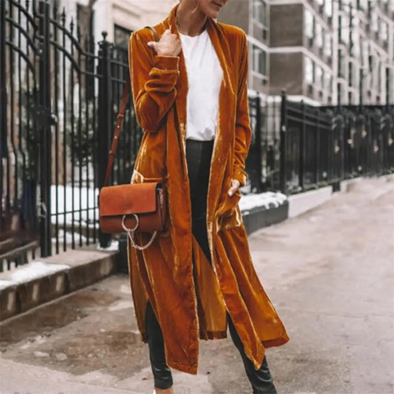 Elegant suede long windproof jacket womens solid color medium long sleeves soft open seam flannel jacket cardigan wool sweater 241031