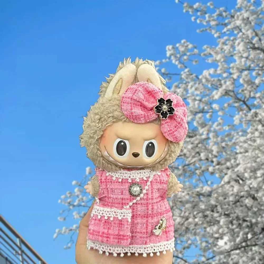 Labubu Doll Cute and Beautiful Clothing Accessories Design Checkered Dress Set Mini Doll Versatile Clothing Gift for Girls C250924