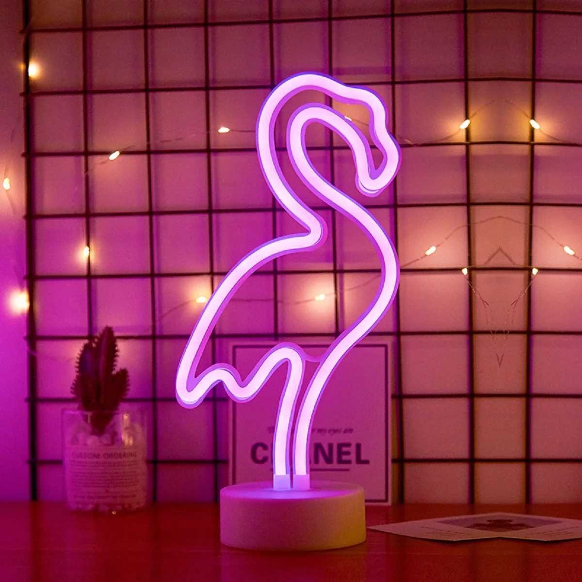 USB Flamingo Neon Sign Light Desk Lamp Dimmable Wine Bottle Light 3ColorsRGB Home Bedroom Closet Study Bedside Table Night Lamp C251115