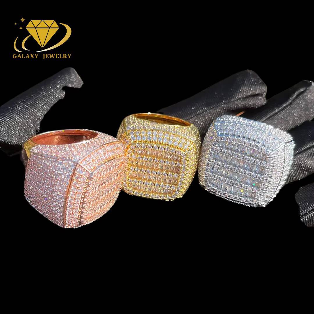 Custom Hip Hop Fine Jewelry Mens Iced Out Ring 925 Sterling Silver Real Vvs Moissanite Diamond Champion Ring for Men