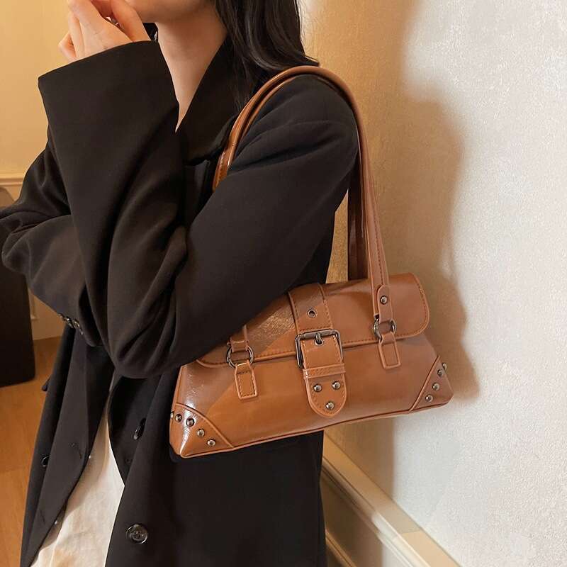 Designer Bags Fashion Tote Bags High-end Underarm for Women 2025 New Trendy Fashion Versatile Rivet Motorcycle Bag Light Luxury Handbag