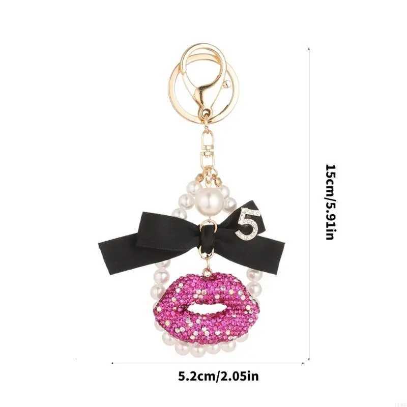 Fashion Rhinestones Lip Keychain With Bowknot Charm Elegant Bag Accessory For Women H8WF D250924