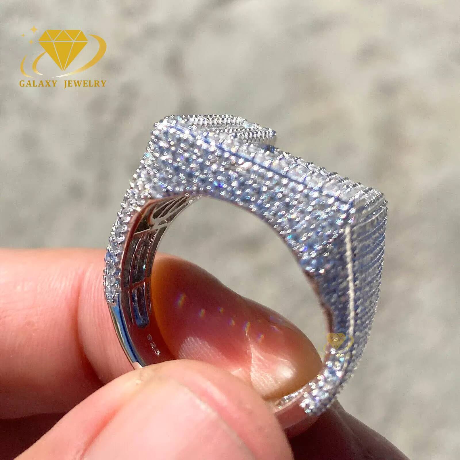 Initial Rings Letter Rings Mossanite Men Hip Hop Moissanite 925 Sterling Silver Baguette Iced Out AZ Custom 26 Letters Ring
