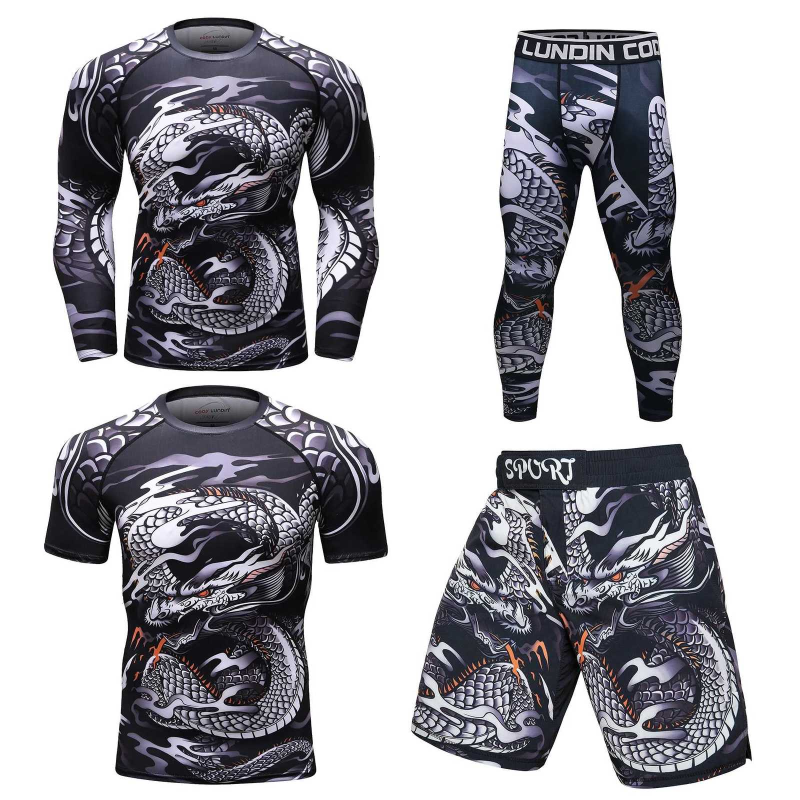 Cody Lundin Rash Guard Sportsuit MMA Tshirt Pants MMA Shorts 4PCS Brazilian Jiu Jitsu Bjj Boxing Grappling Set For Men X250924