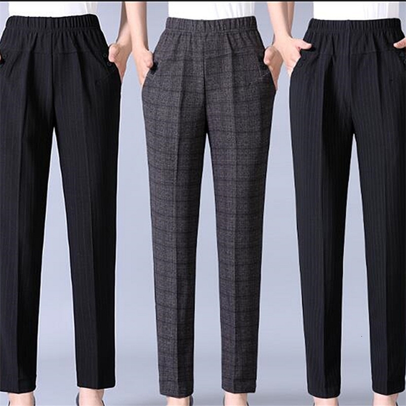 Women's Pants Capris Autumn Winter Middl Aged Women Warm Velvet Elastic Waist Casual Straight Pants Female Trousers Plus Size Clothing 230321