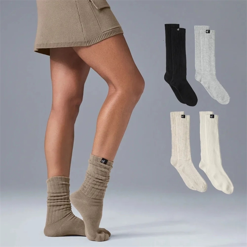 Yoga Socks SCRUNCH SOCK Tall Socks Pure Cotton Soft Breathable Knit Sports Casual All-match Super Thick Stack Wear Socks 250210