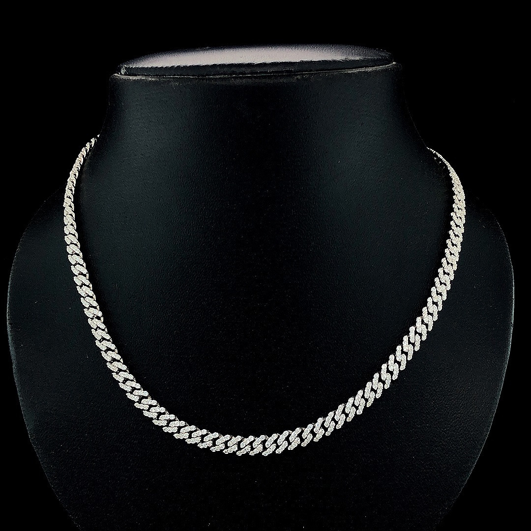 10k Solid Gold Heavy Cuban Link Chain in Hip Hop Style Sparkling Iced Out with Round and Baguette Cut Moissanite