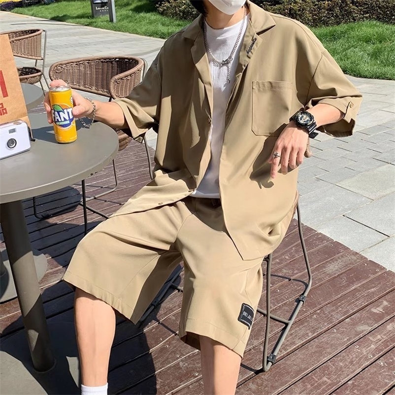 Men's Tracksuits Men's High end Men's Summer British Style Casual Small Fashion Two Piece Thin Set 230424