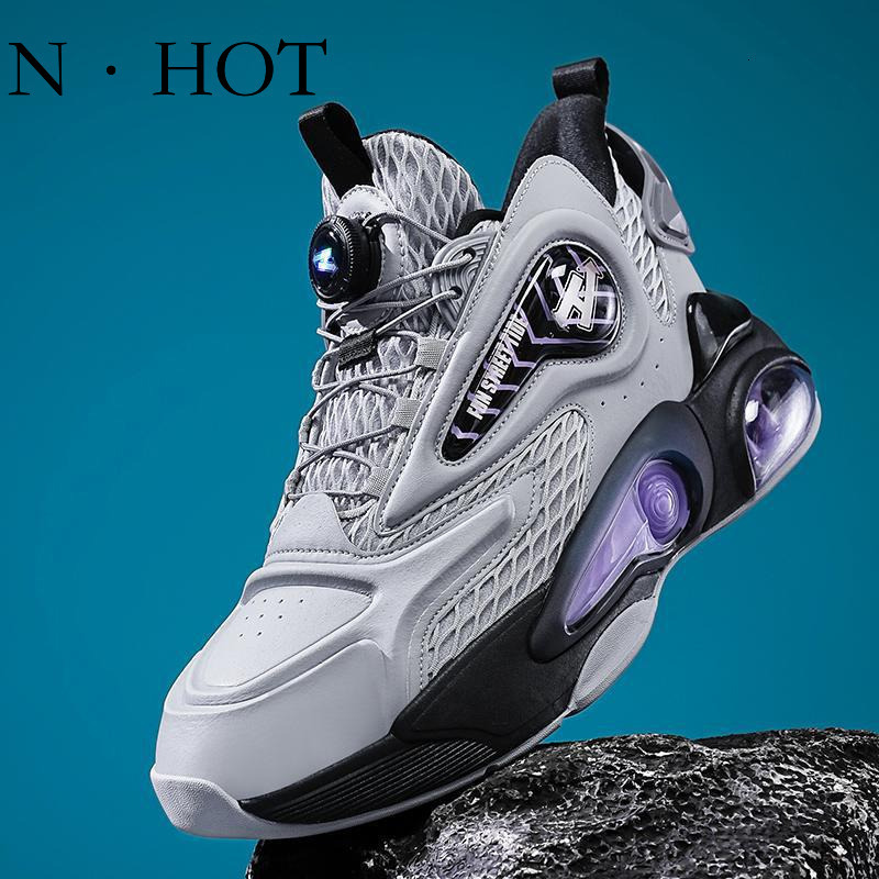 NHOT Designer Luxury Breathable Sports Men's Shoes Spring And Autumn Trend Leisure Knob Air Cushion Basketball Shoes Fashion Trend Button Running