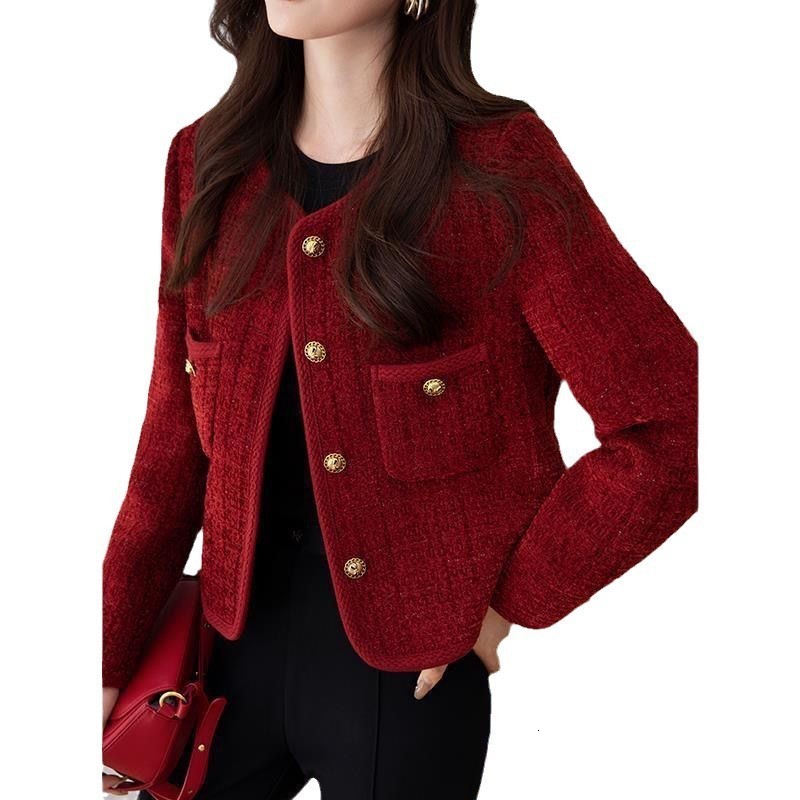 Bestseller Sweet French Elegant Tweed Jacket Women Casual Long Sleeve Coat Fashion O Neck Female Outwear Tops Fall Winter 240821 ddmytues